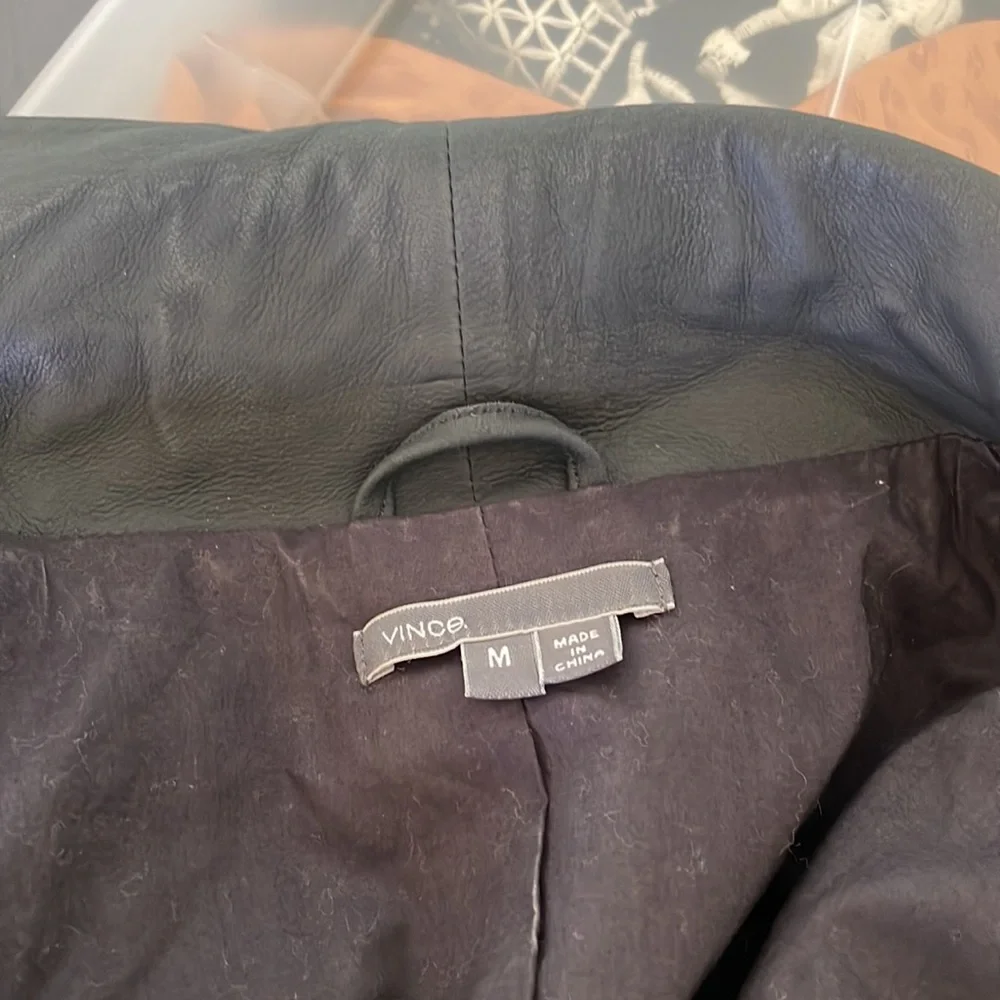 Vince Classic Scuba Goat Leather Jacket Moto Gray Size M - Picture 10 of 12
